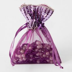 organza zakjes met pailletjes paars maat3